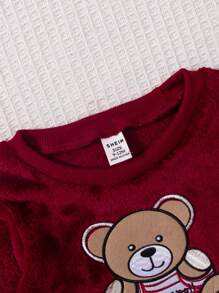 SHEIN Playful Pals Round-Neck Adorable Baby Plush Baby Boy Outfit - Red - View 7