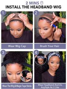 卷曲直发带式假发 100% 真人头发巴西无蕾丝波波头假发 女士全发直发无胶短波波头发替换头带式假发自然色 - SNatural - 查看 8