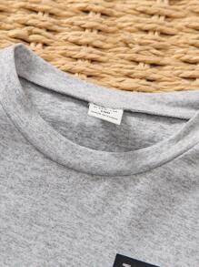 SHEIN 2pcs Young Boy Autumn Winter Casual Letter Pattern Crew Neck Sweatshirt And Pants Loose Fitting Set