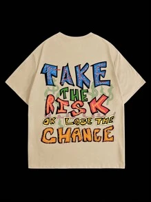 大码男士字母印花圆领短袖 T 恤