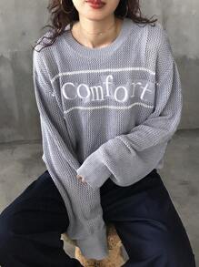 FRIFUL 女士休闲彩色块字母刺绣毛衣，春/秋 - 彩色 - 查看 1