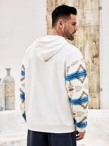 Manfinity Homme Men Solid Color Panel Pockets Fleece Hoodie