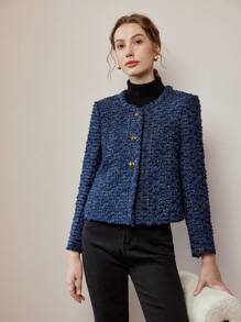 MOTF PREMIUM GOLD SINGLE BREASTED PLACKET JACKET - Blue - View 7