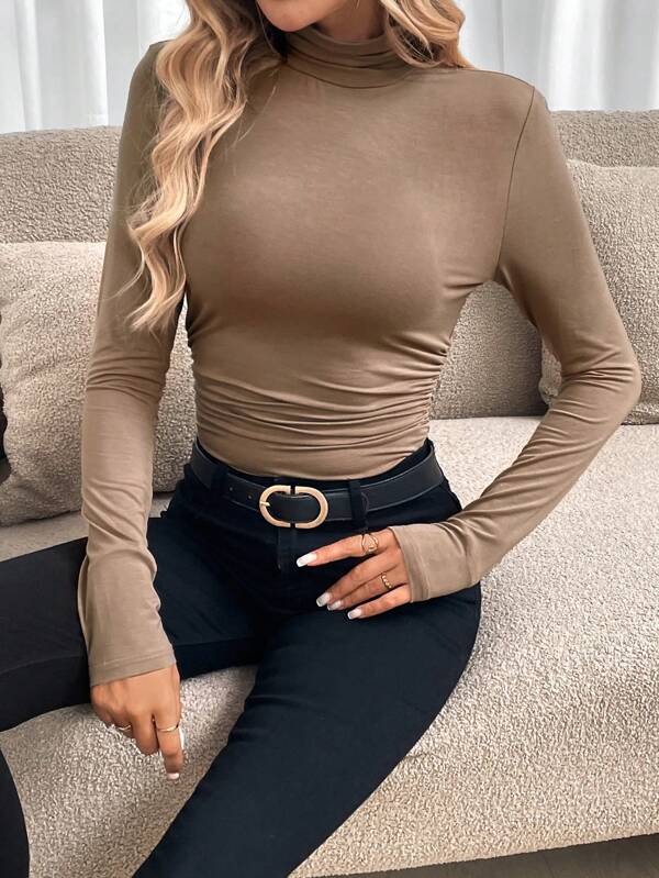 SHEIN LUNE Women's High Collar Ruched Casual & Comfy Bodysuit For Home, Street Wear In Autumn & Winter
Fall Clothes Women Holiday Outfits Business Casual Women Office Wear Women Teacher Clothes Western Woman Attire Office Wear Business Casual Woman Airport Outfit Travel Outfit Airport Basic Tees