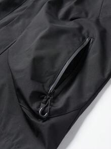 Manfinity Homme Áo khoác trùm đầu đơn giản hàng ngày dành cho nam, Áo gió ngoài trời - màu đen - Xem 6