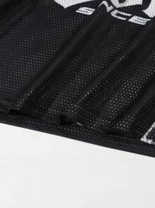 ROMWE MEN Street Life 青少年男孩休闲时尚街头风格字母豹纹印花 V 领短袖网眼透气 T 恤，夏季