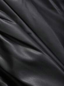 FRIFUL 女士荷叶边A字裙，秋季皮裙，冬季女裙 - 黑色 - 查看 7