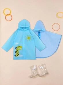 Kids Boys' Cute Animal Print Waterproof Raincoat For Outdoor Sports, School Walking