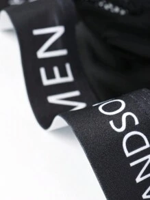 Men's Mesh Contrast Letter Elastic Band Sexy Underwear - Black - View 8