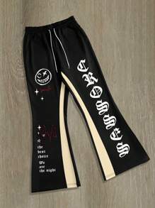 Manfinity EMRG Men's Casual Printed Letter Front-Tie Sweatpants
