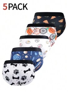 5pcs/Set Men's Fashion Print Triangle Briefs - Multicolor - View 2