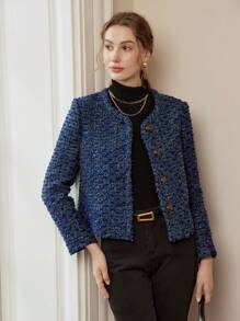 MOTF PREMIUM GOLD SINGLE BREASTED PLACKET JACKET - Blue - View 5