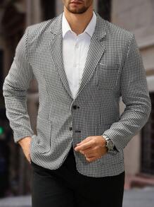 Manfinity Mode 男士时尚千鸟格翻领休闲西装外套，秋季