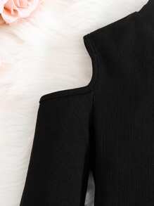 Tween Girls Hollow-Out High Neck Knitted Dress