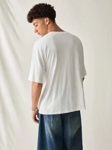 Manfinity VCAY Men's Knit Casual Loose Solid Halloween Glow-In-The-Dark Graphic Tee Shirt - White - View 4