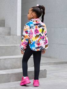 SHEIN Young GirlS 2件組 女孩雙面刷毛運動衫＋內搭褲套裝，適合秋季、學校、開學季，保暖冬季休閒日常穿著 - 彩色 - 查看 2