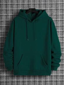 EURMUSE Cotton Men's Casual Japanese-Style Graphic Print Fitted Sweatshirt - Dark Green - View 2