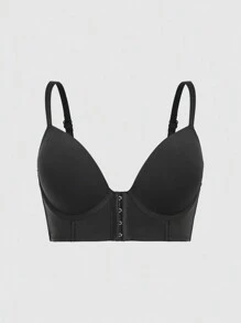 1pc Women's Front-Closure Bra With Underwire - Black - View 6