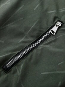 Manfinity Homme Men's Zipper Closure Long Sleeve Pockets Casual Street Style Jacket - Army Green - View 4