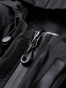 Manfinity Homme Áo khoác trùm đầu đơn giản hàng ngày dành cho nam, Áo gió ngoài trời - màu đen - Xem 3