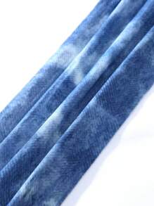 1pc Women Fashion Tie Dye Print Breathable Wireless Removable Pad Bra - Blue and White - View 5