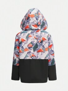 SHEIN Áo khoác dài tay có mũ trùm đầu họa tiết ngụy trang thường ngày dành cho bé trai tuổi mới lớn - màu đen - Xem 6