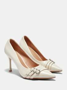 CUCCOO BIZCHIC Giày cao gót dự tiệc mũi nhọn thời trang mới, lý tưởng cho công việc và sự kiện xã hội - Màu be - Xem 9