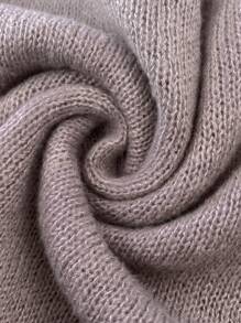 Calvaya Áo len nữ cỡ lớn kiểu dáng thường ngày, vai rớt, cổ khóa kéo, thích hợp mặc mùa đông. - Bụi tím - Xem 4