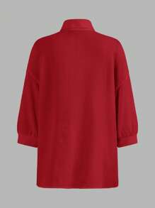 SHEIN LUNE 3pcs/Set Women's Autumn Long Sleeve Shirt, Camisole, And Skinny Leggings Outfit Red Clothes Christmas