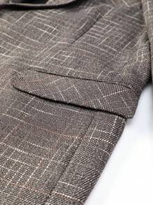 Manfinity Mode Chaqueta blazer casual de negocios de manga larga con cuello de chal a cuadros, tallas grandes, otoño e invierno