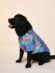 PETSIN 彩色反光防水渐变街头服饰狗猫防晒驱虫宠物夹克，紫色 - 彩色 - 查看 1