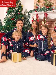 Bộ đồ ngủ liền quần ấm áp thoải mái in hình ông già Noel vui vẻ cho bé trai, trang phục gia đình đồng bộ (Bộ đồ cho mẹ và bé được bán riêng) - Nhiều màu - Xem 3