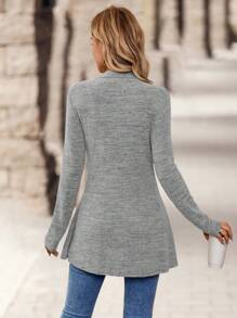 EMERY ROSE Women's Casual Solid Color Front Tie Fitted Jacket - Grey - View 2