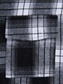 SHEIN TeenBoy 1pc Casual Versatile Japan And South Korea Street  Style Warm Lapel Thick Plaid Splicing Cap Even Loose Jacket Back To School Clothes; Fall Clothes; Teen Boy Clothes; Teen Boy Jackets Autumn/Winter - Multicolor - View 6