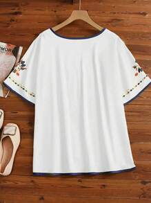 Plus Size Women Embroidery Bohemian Blouse
