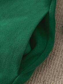 SHEIN Unity Plus Size Plain Crew Neck Long Sleeve Overcoat - Dark Green - View 3