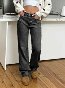 EURMUSE HIGH RISE STRAIGHT CUT LIGHT BLUE WOMEN JEAN - Black - View 3