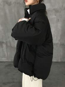 FRIFUL Damen Winter Lässig einfarbige Stehkragen Daunenjacke