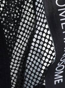 Men's Mesh Contrast Letter Elastic Band Sexy Underwear - Black - View 4