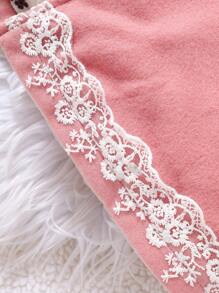 SHEIN 女童花卉蕾丝边连帽长开衫，秋冬季