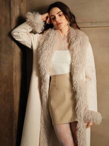 Anewsta Women's Solid Color Suede Long Sleeve Hooded Long Casual Jacket, Autumn & Winter - Beige - View 6