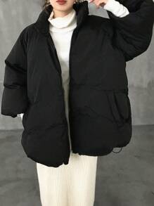 FRIFUL Damen Winter Lässig einfarbige Stehkragen Daunenjacke