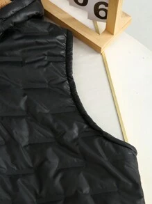 Teenage Boys' Thickened Warm Ultrasonic Print Sleeveless Padded  Vest, Winter