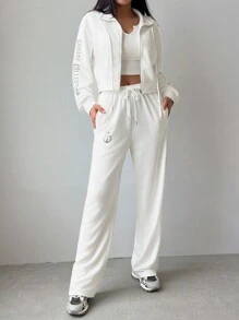 Chiquease 2pcs Printed Casual Sports Set - White - View 3