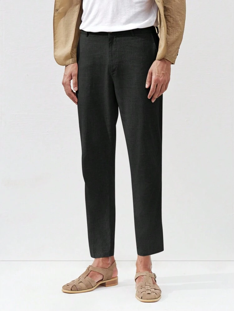 Pantalon de costume d'été pour hommes en lin, style vieux argent, tissage de bambou tricoté en forme de cône, décontracté pour les affaires