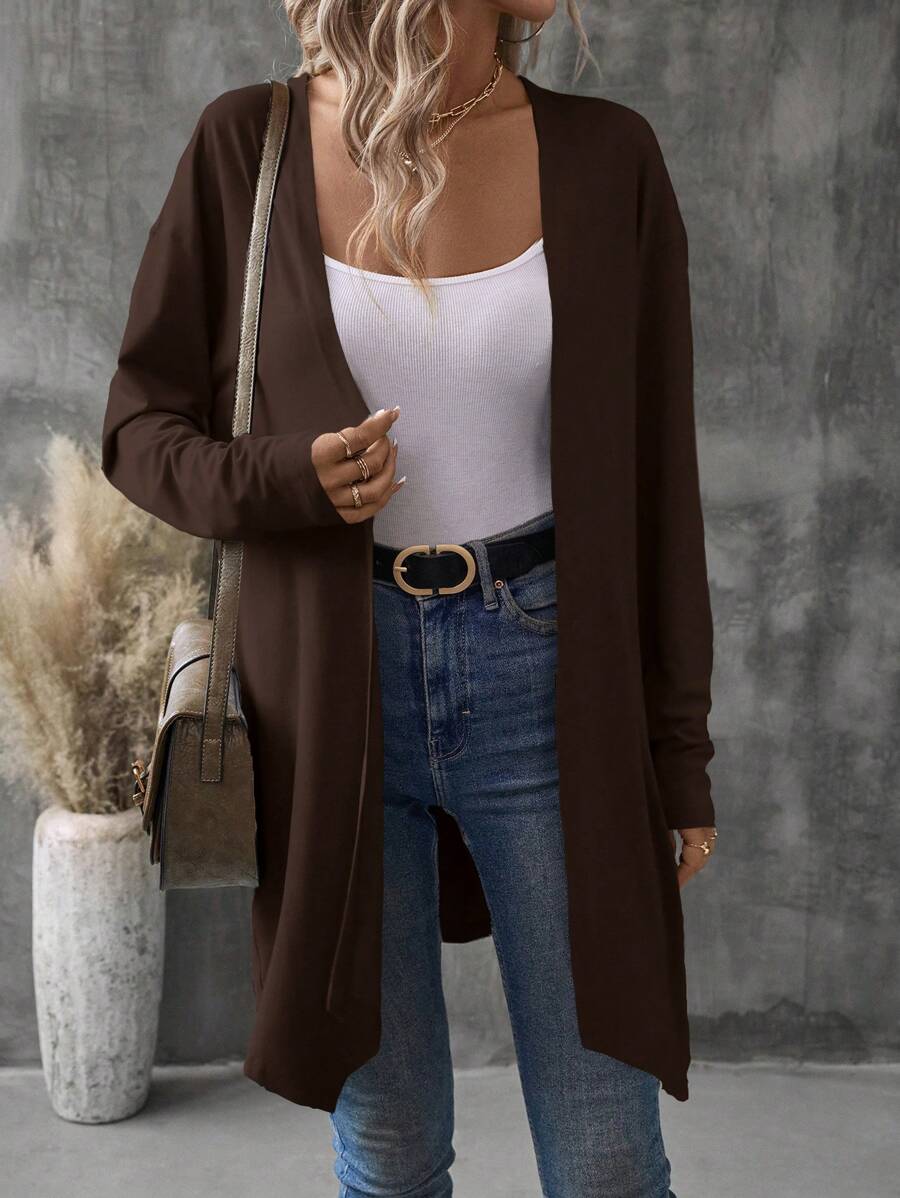 SHEIN LUNE Women's  Mid-Length Asymmetrical Hem Commuter Jacket Fall Winter Cloth For Women