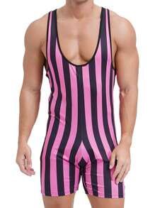 Manfinity Dauomo Men's Minimalist Slim Fit Striped Sleeveless Casual Jumpsuit & Bib Pants - Multicolor - View 4