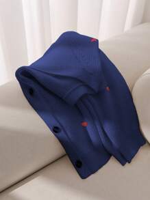 SHEIN Frenchy 大码女式心形图案长袖宽松休闲开衫，适合冬季