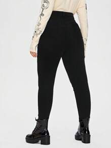 SHEIN ICON Plus High Waist Skinny Jeans - Black - View 2