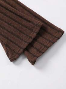 Tween Girl Solid Ribbed Knit Cardigan & Camisole Dress 2 Pieces Set, Autumn Fall Clothes - Brown - View 5